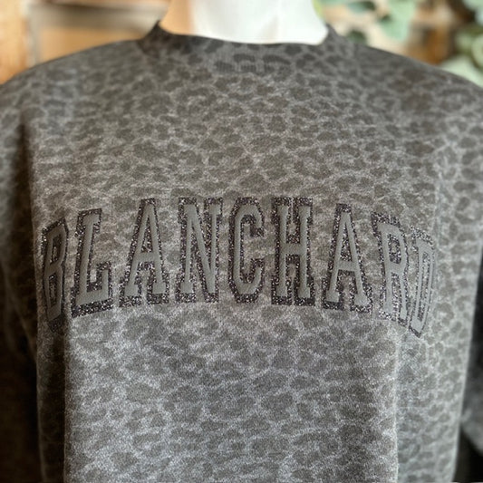 Leopard Print Sweatshirt with State, City or Mascot