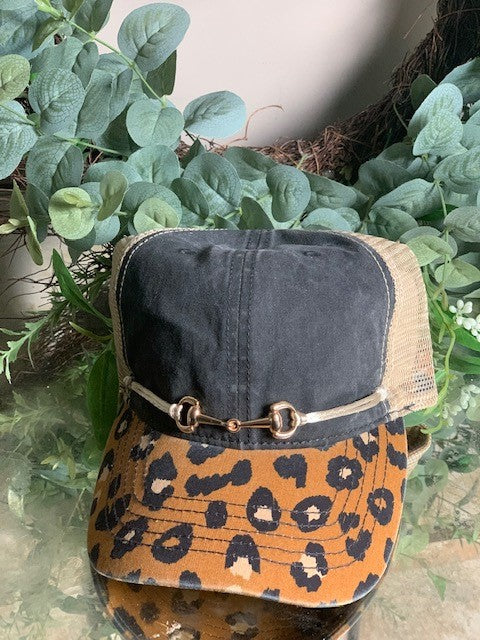 Leopard Buckle Detail Cap