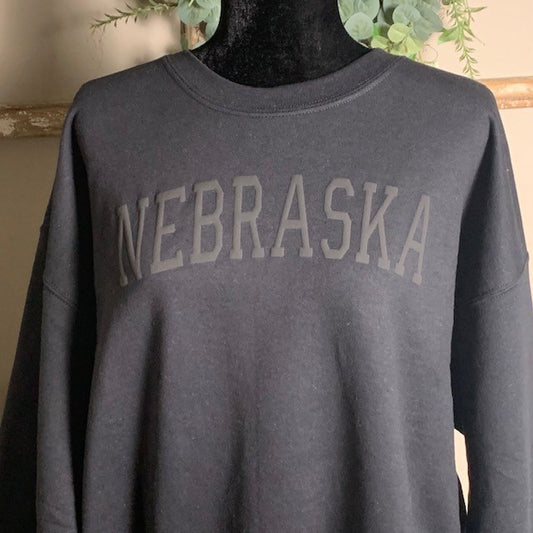 Nebraska Black Puff Sweatshirt